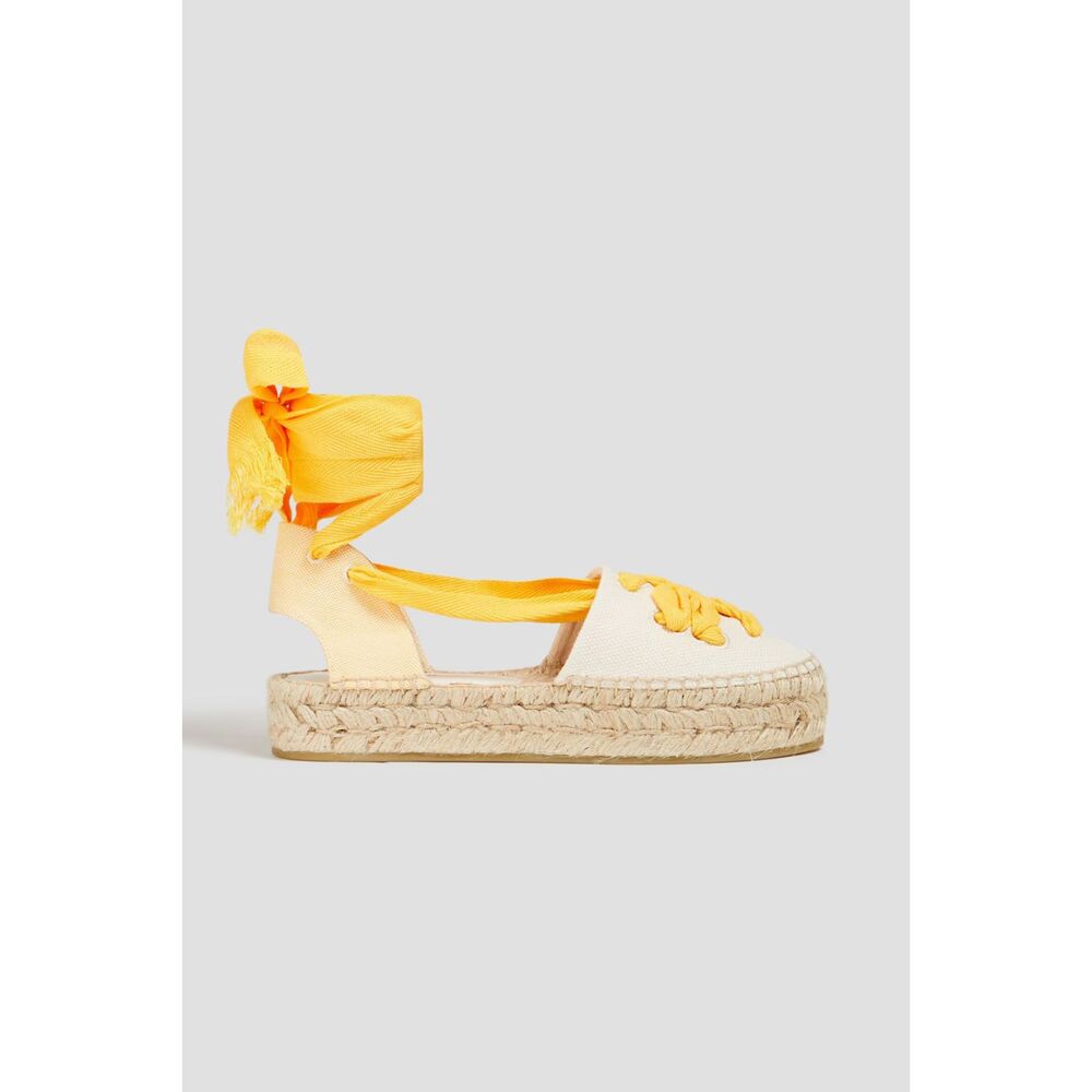 TORY BURCH Canvas Ankle Tie Espadrille Sandal NWOB Sz 6.5‎